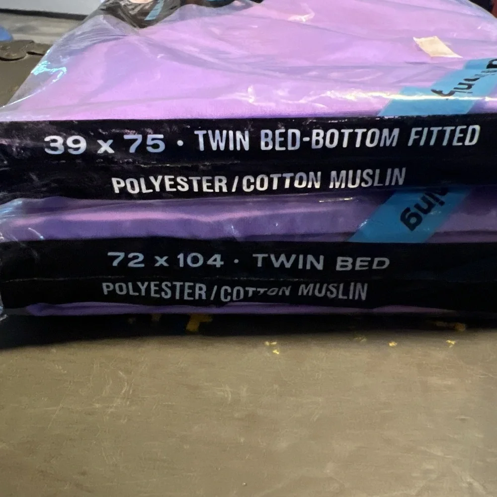 Vtg Set Twin Fitted 39x75 Penn-Prest Fashion Manor & Twin 72 x 104 Purple